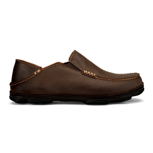 Olukai Moloa Men's Leather Slip-On Shoes Dark Wood / Dark Java - Mossy Creek Fly Fishing